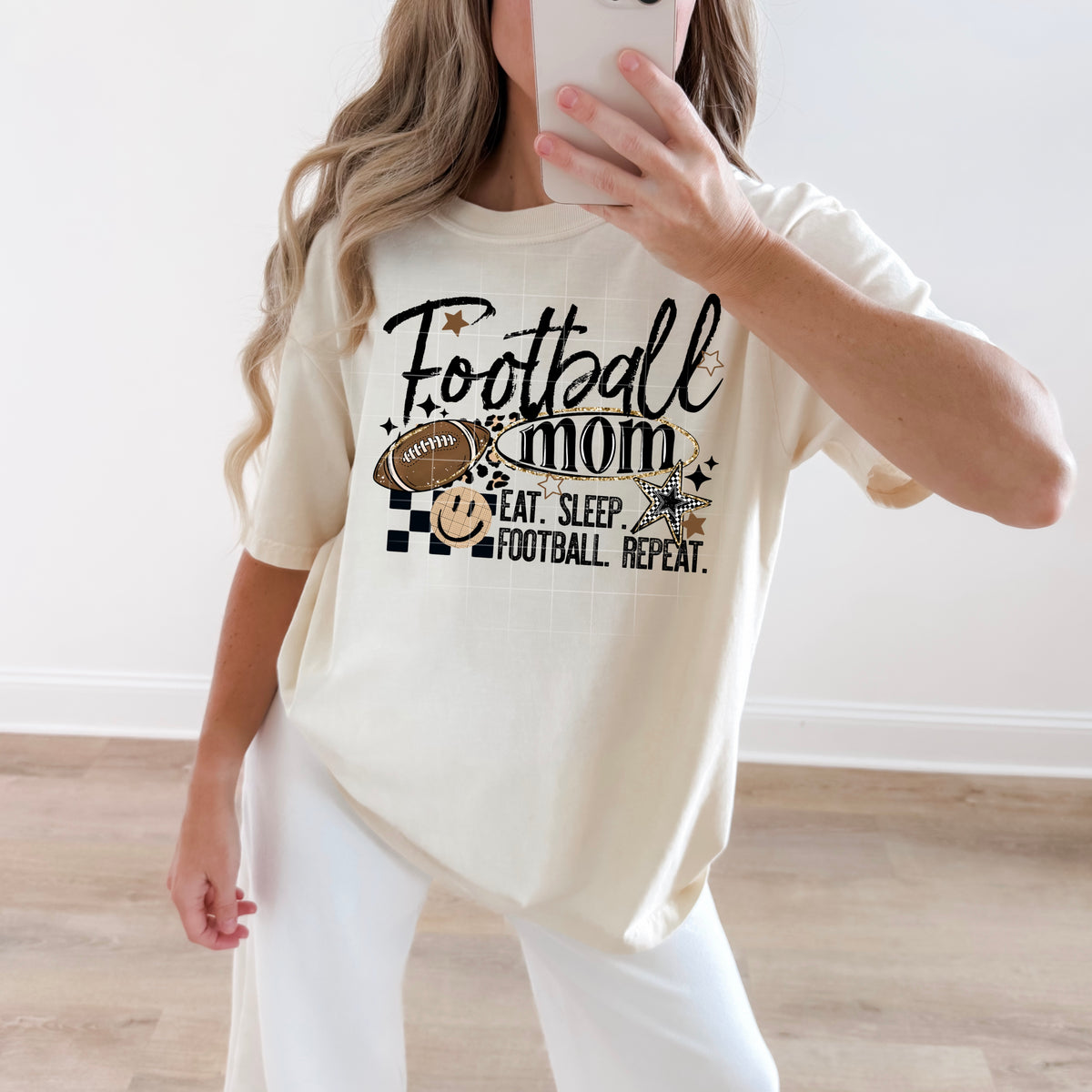 Football Mom eat sleep repeat (CSC) DTF transfer