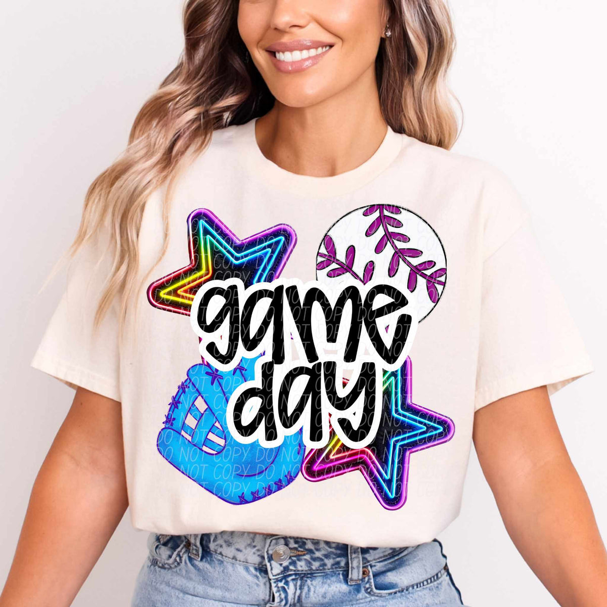 Game day neon with baseball (CITY) 84998 DTF transfer