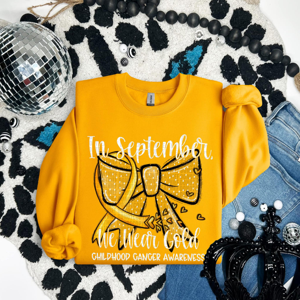 In September we wear gold white font (SDD) 87150 DTF transfer