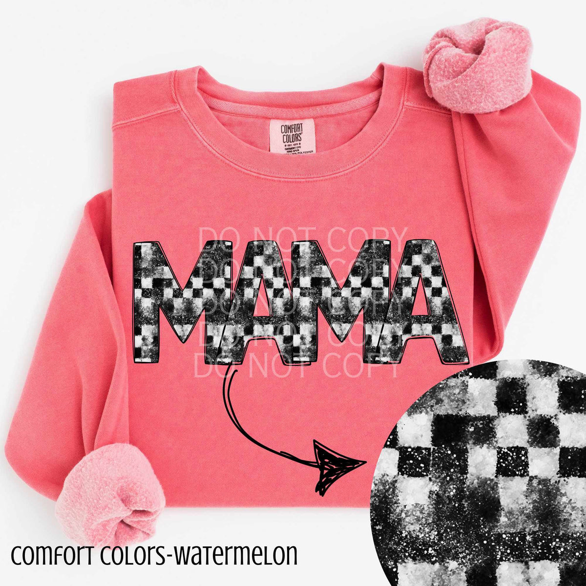Mama checkered and glitter (CSG) 84232 DTF transfer