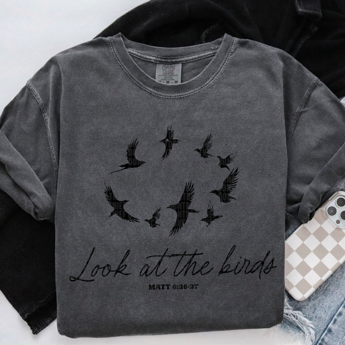 Look at the birds BLACK 95411 DTF transfer