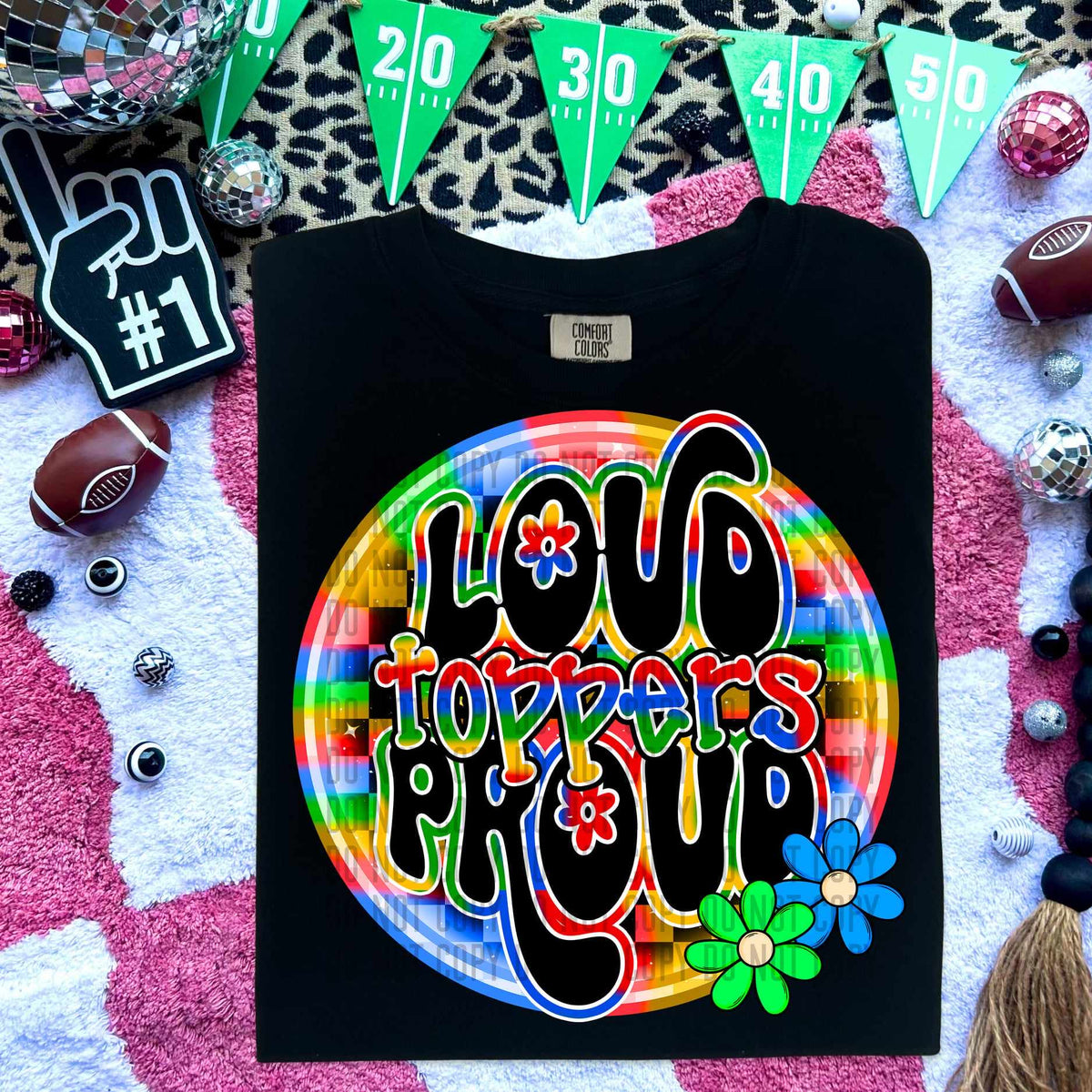Loud proud toppers colorful checkered circle (caplinger) 53076 DTF transfer