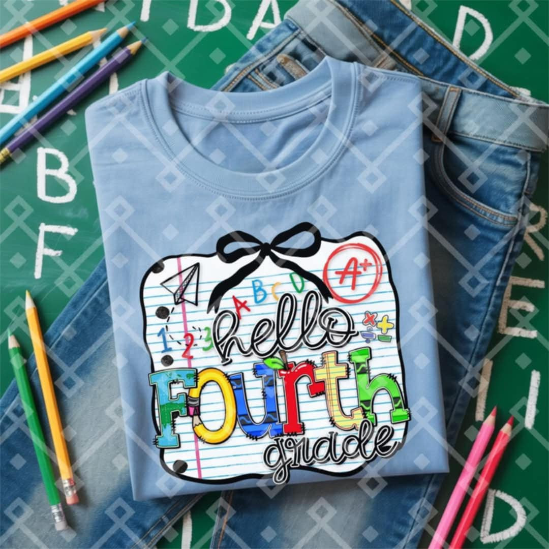 Hello fourth grade paper background (Crafti) 103203 DTF transfer