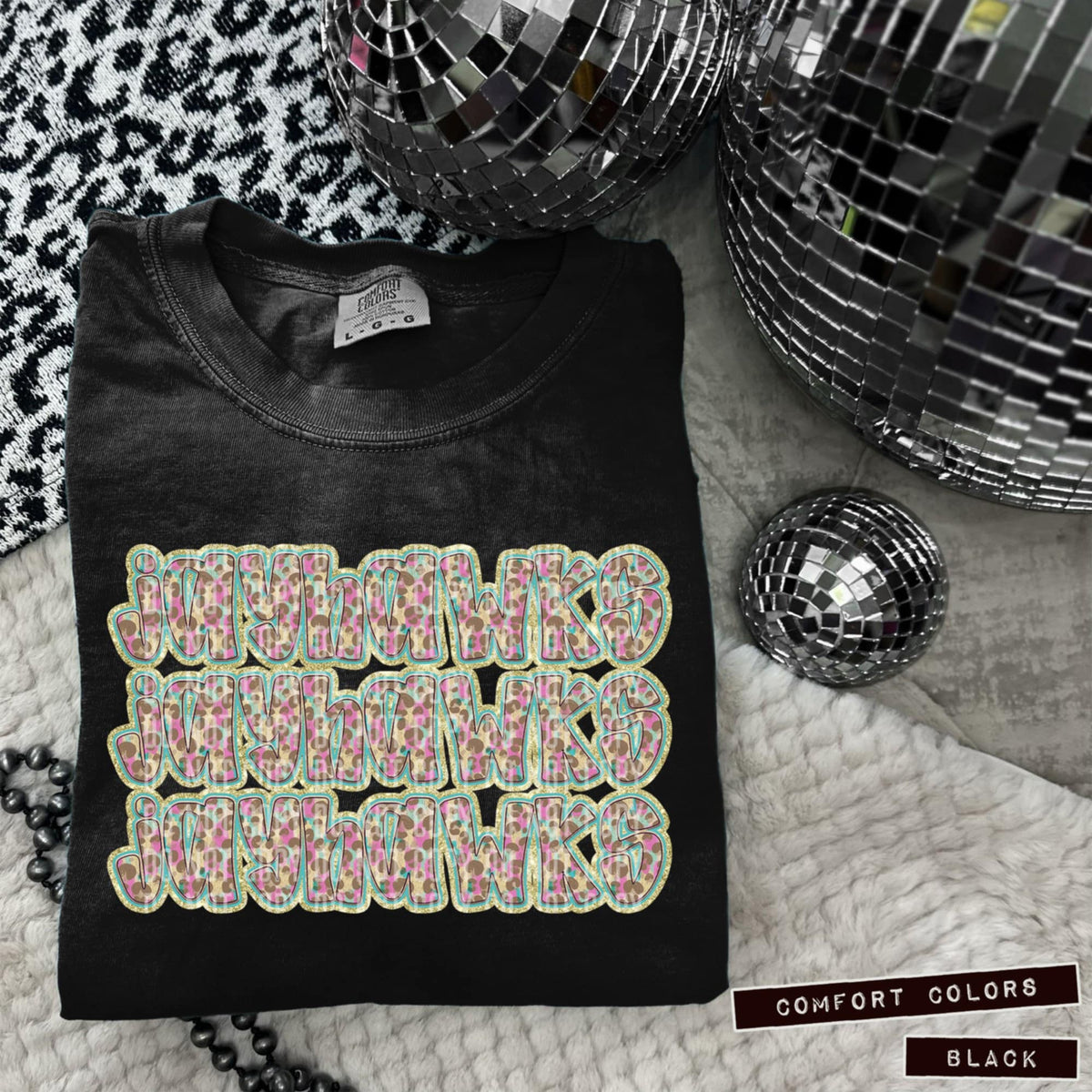 Jayhawks Leopard Stacked (Caplinger) 98525 DTF transfer