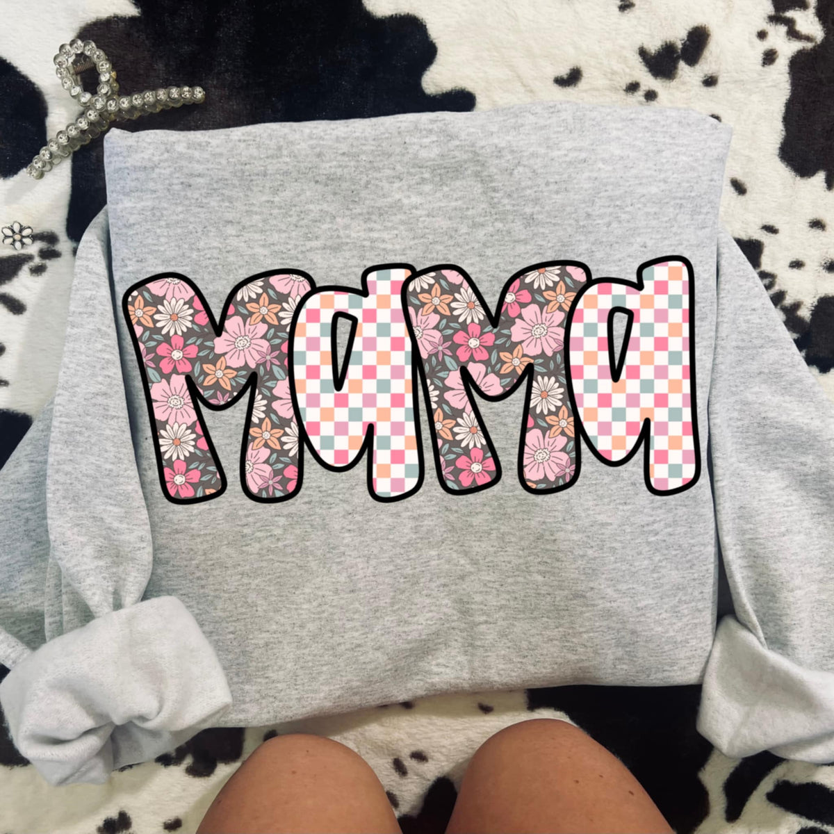 Mama floral and checkered 87733 DTF transfer