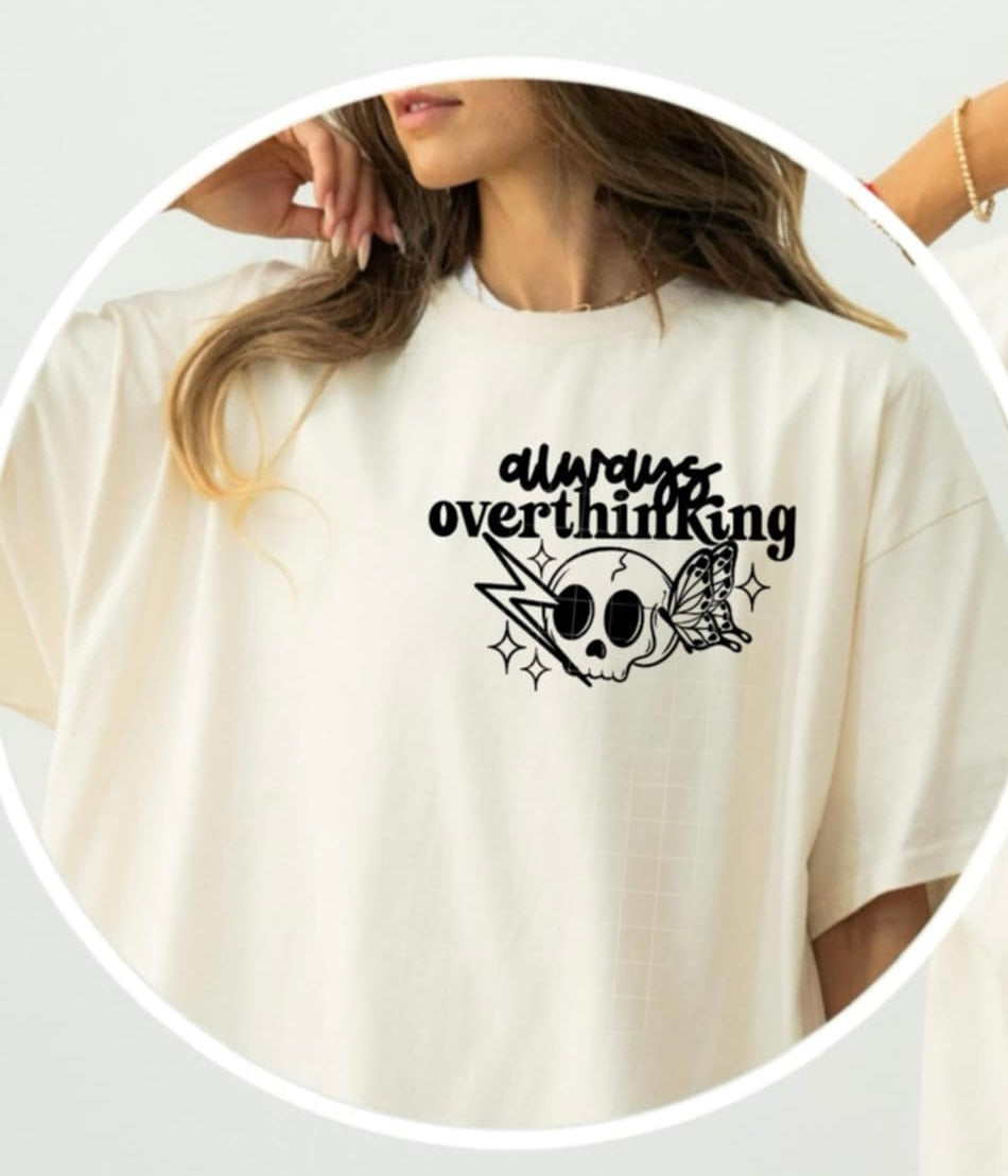 Always overthinking BLACK pocket (CSC) 93143 DTF transfer