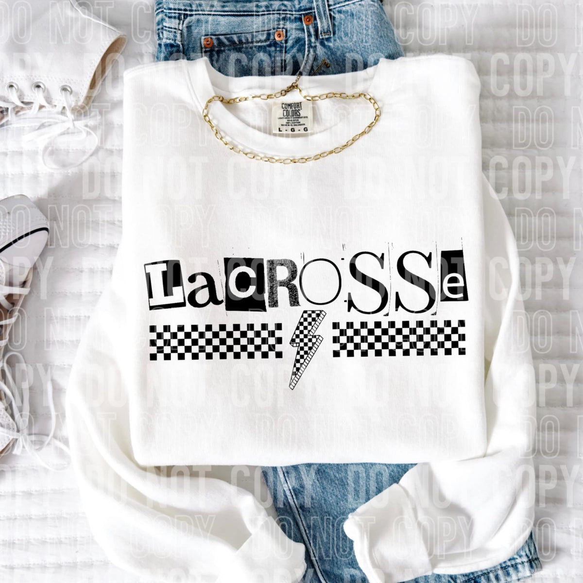 Lacrosse checkered lightning bolt 97010 DTF transfer