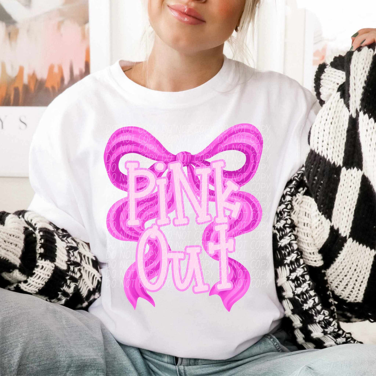 Pink out PINK bow CITY DTF transfer