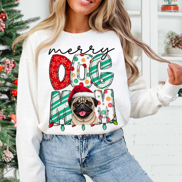 Merry dog mom pug 55035 DTF transfer