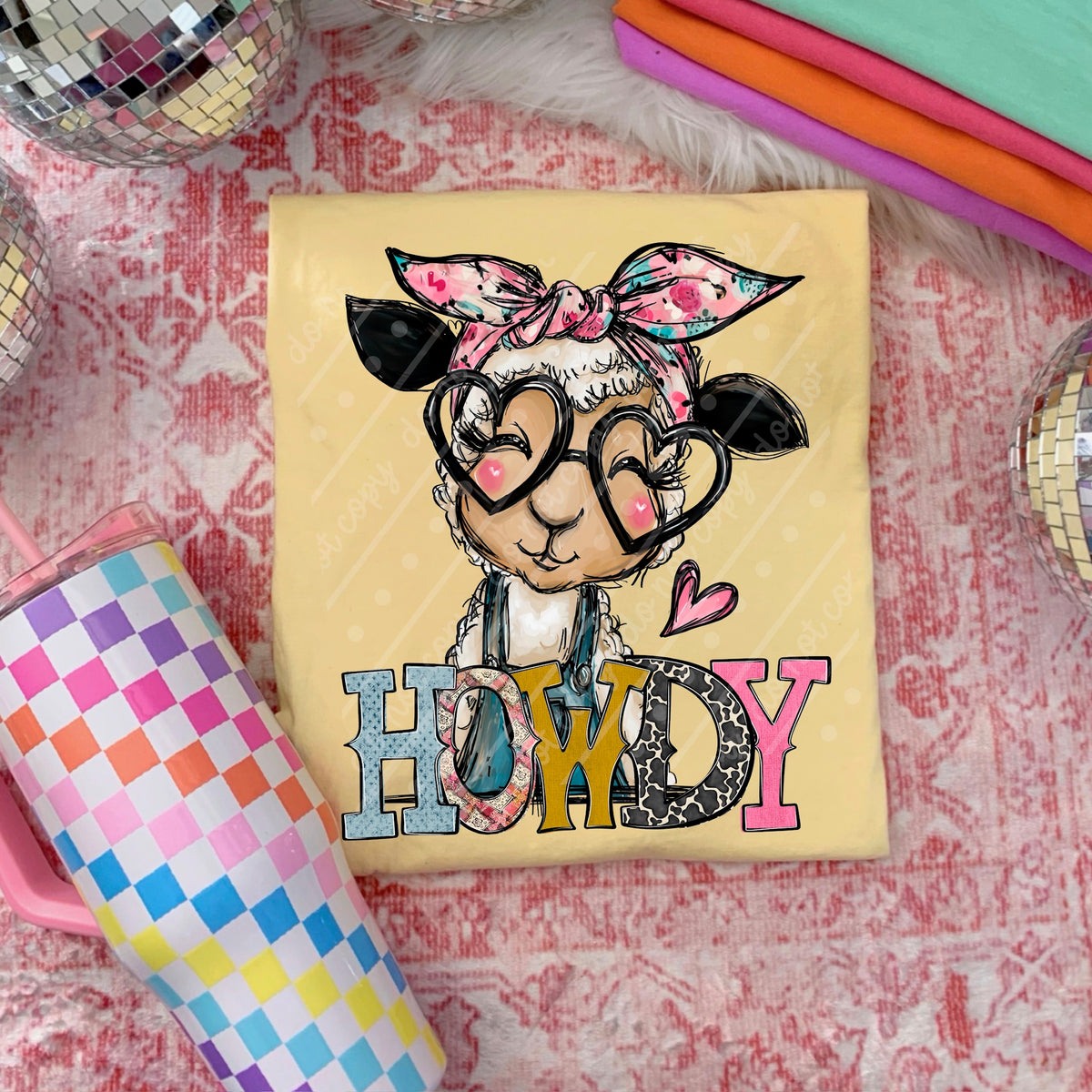 Howdy lamb with bow (Texasgal) DTF Transfer