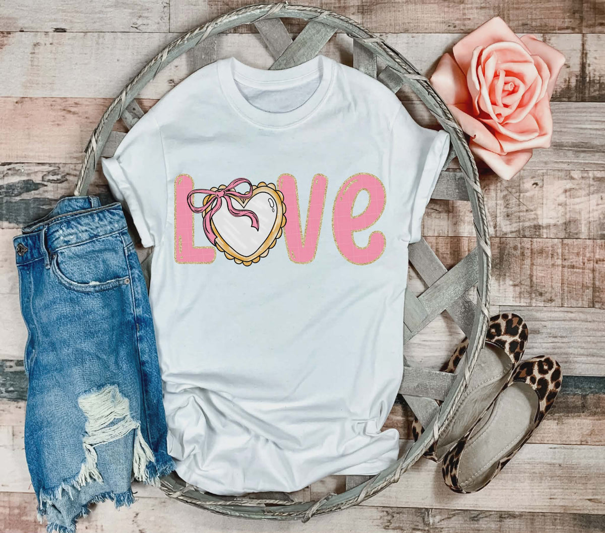 Love heart frame pink (Linda) DTF transfer