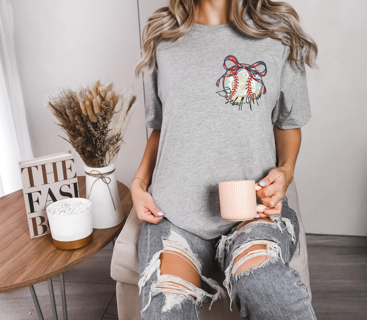 Baseball mom with bow 100526 DTF transfer