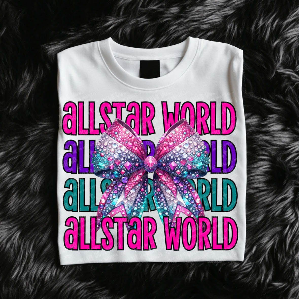Allstar world colorful with bow (UDD) 68721 dtf transfer