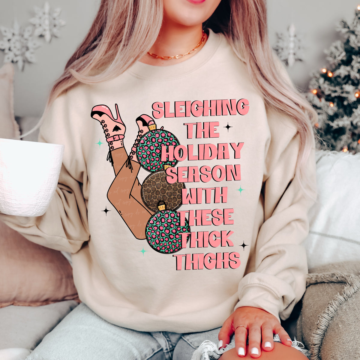 Sleighing the holiday season with these thick thighs (Black Thighs) 30218 DTF transfer