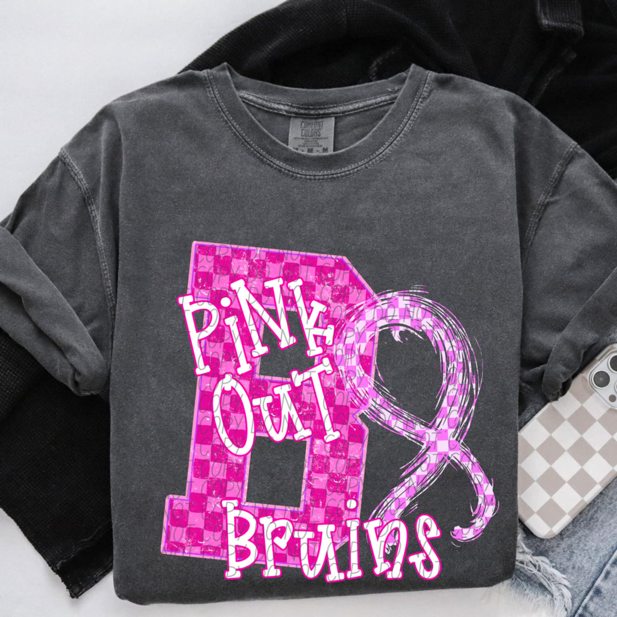 Bruins Pink Out Varsity (city) DTF Transfer