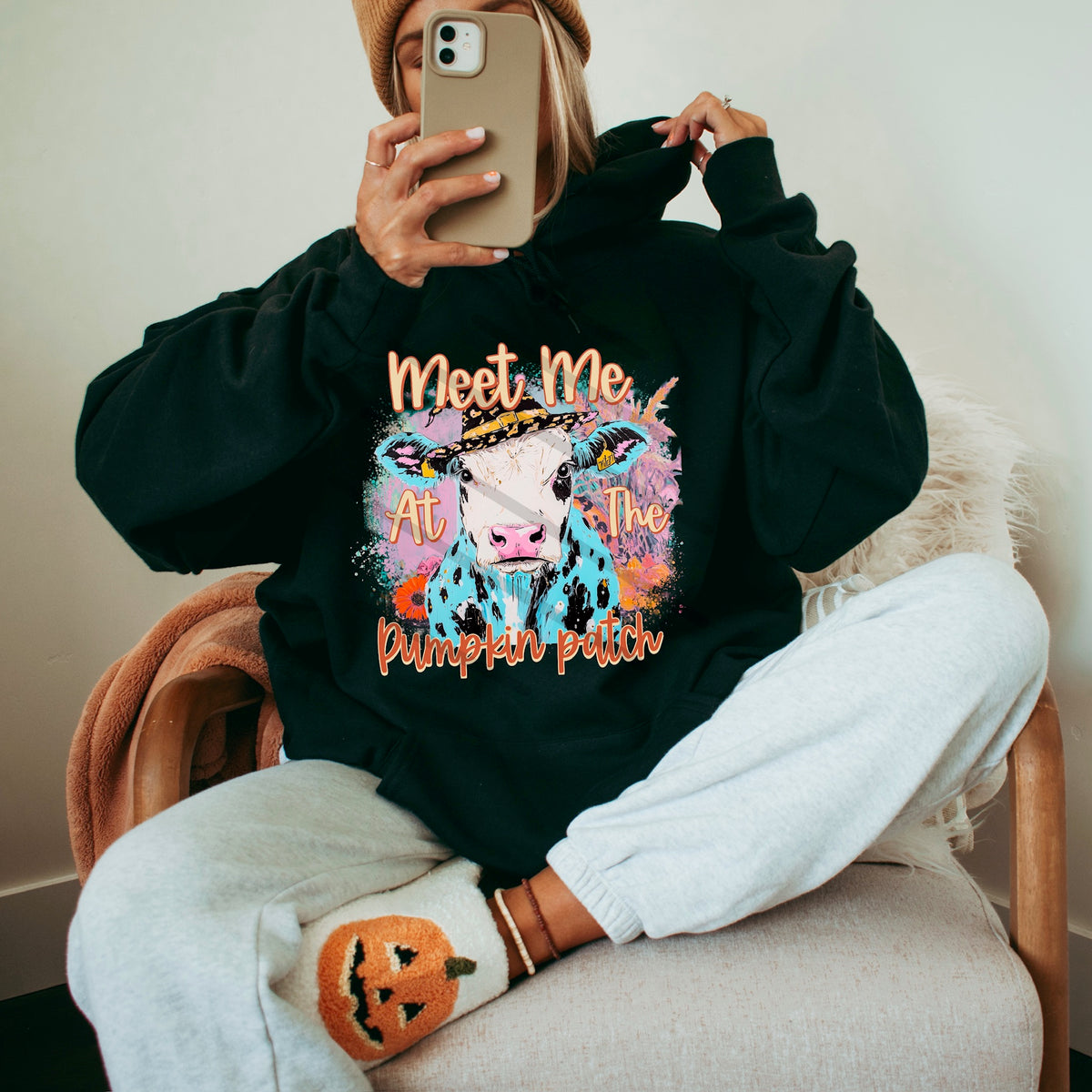 Meet me at the Pumpkin Patch Cow 114048 DTF transfer