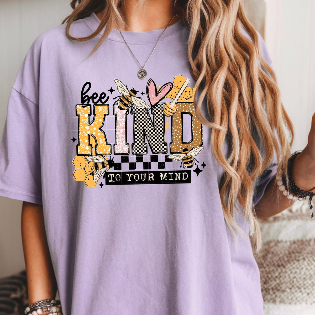 Bee Kind to your mind black accents (CSC) DTF Transfer