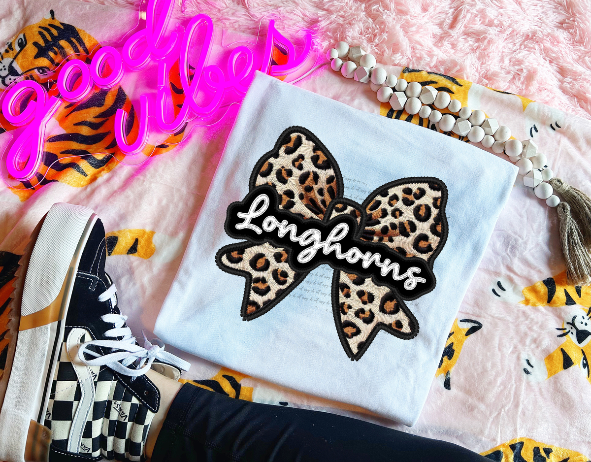 Longhorns Faux Embroidery Bow 30513 DTF transfer