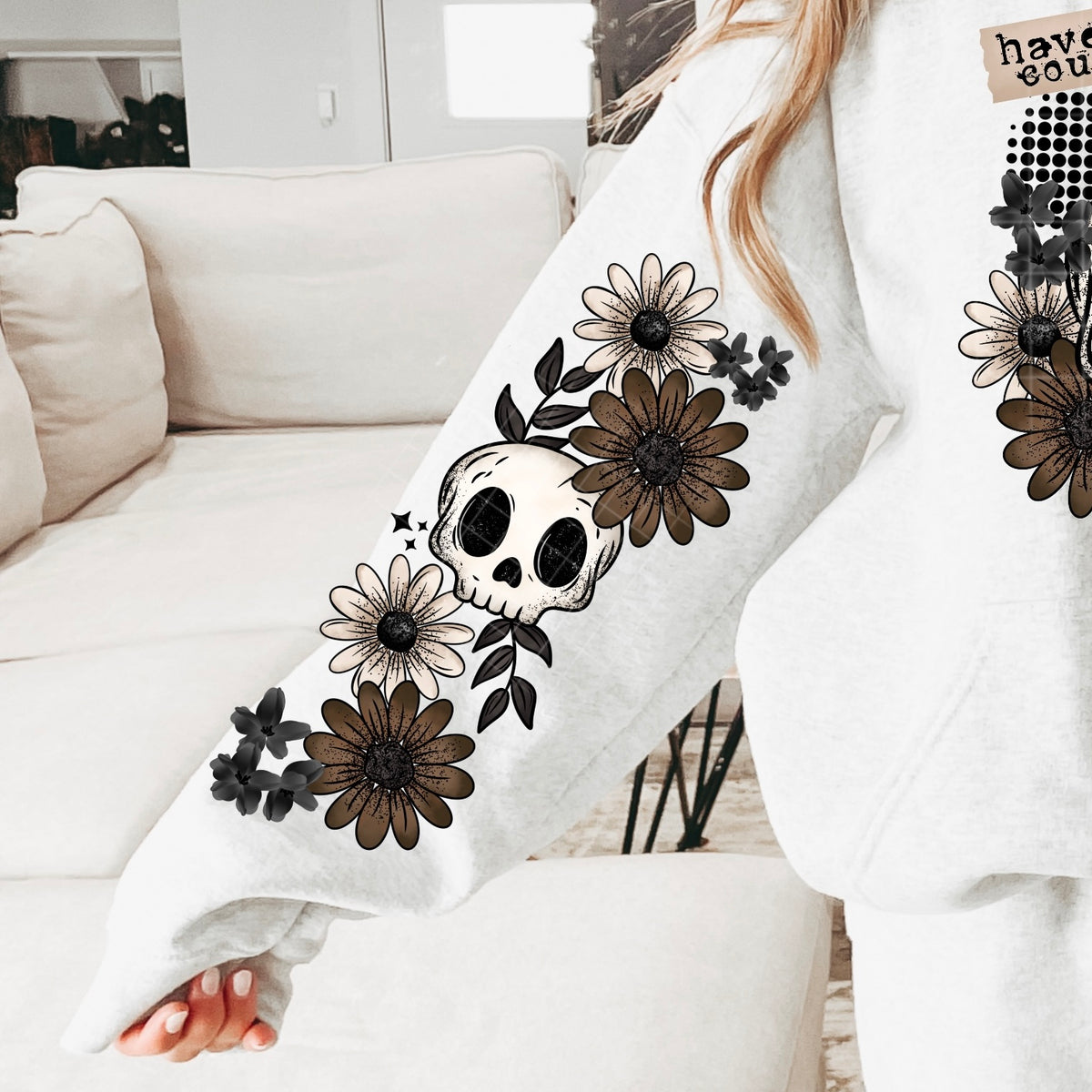 Skull flowers (SET OF TWO SLEEVES) CSC DTF Transfer