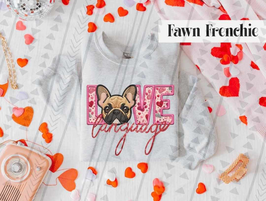 Love language fawn frenchie 73979 DTF transfer