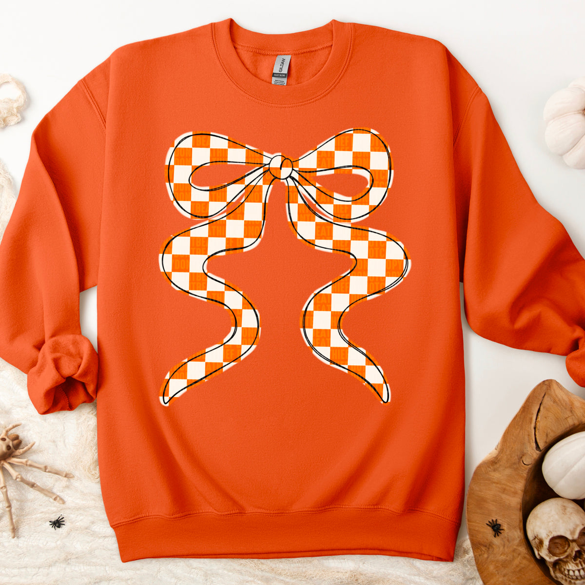 Orange Checker Bow 113422 DTF transfer