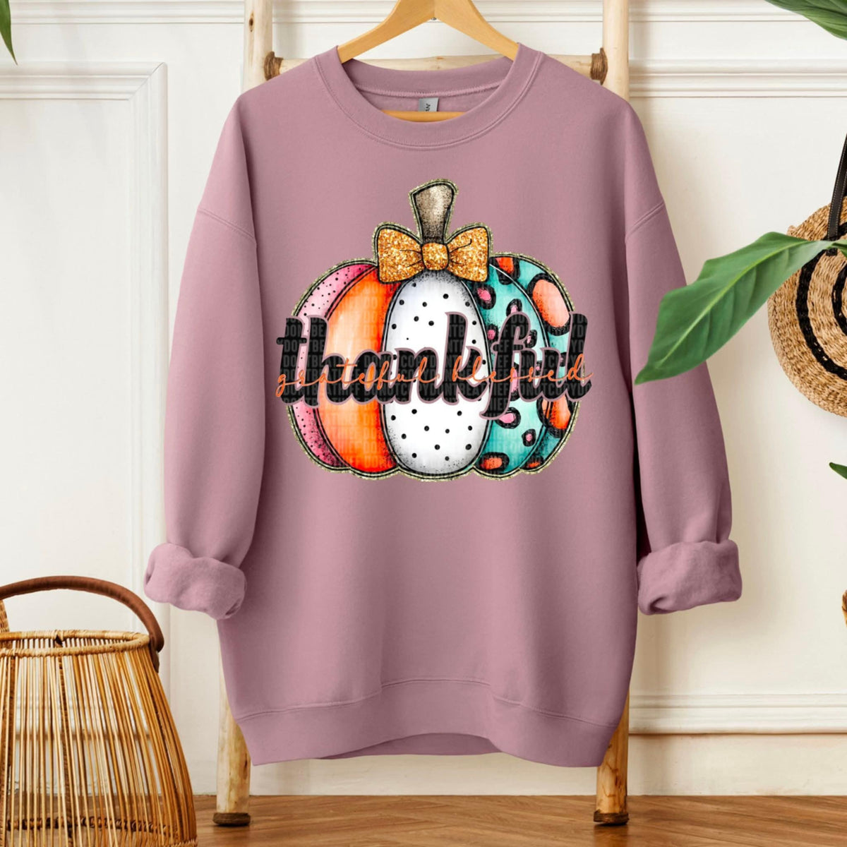Thankful pumpkin with bow (SDD) 107930 DTF transfer