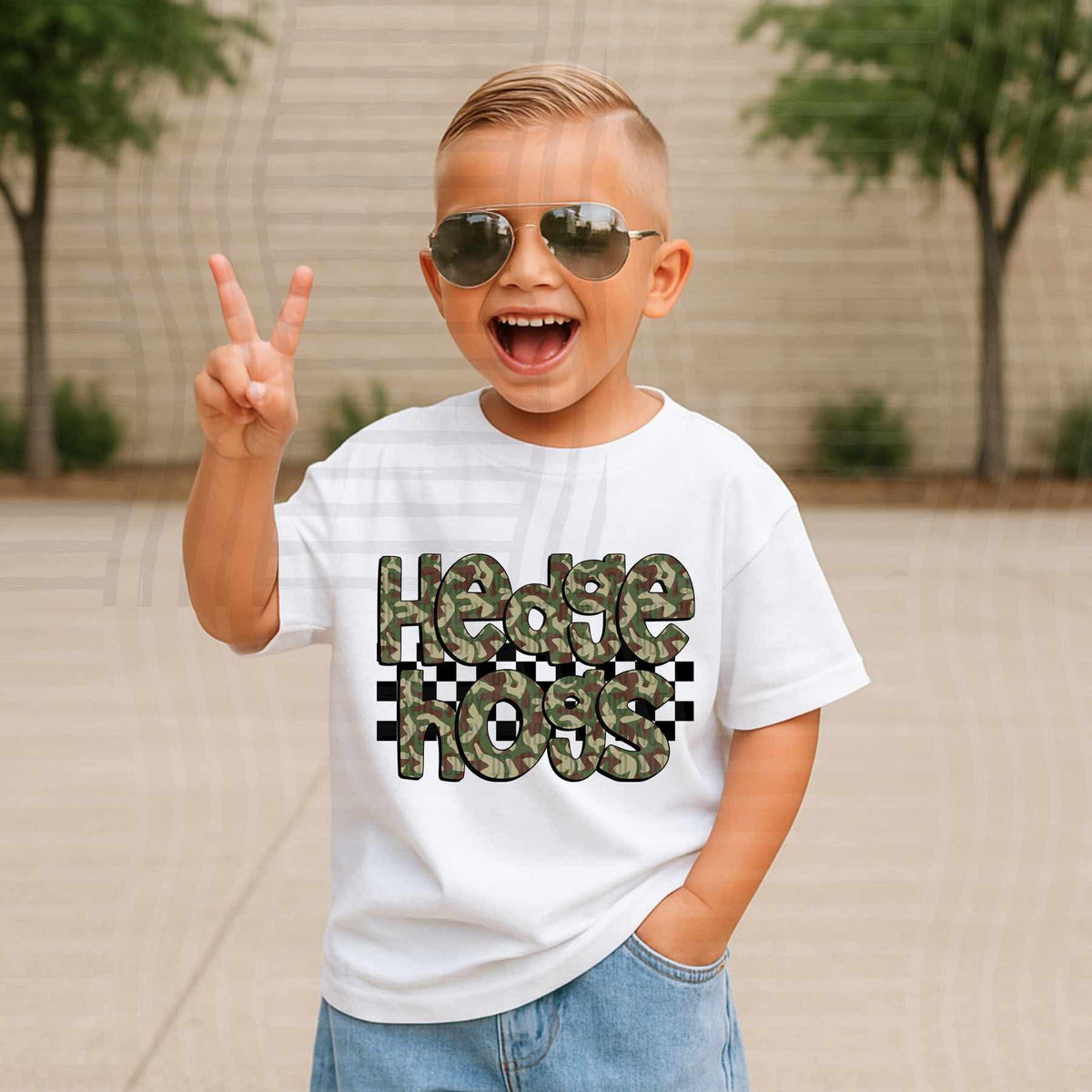 Hedge Hogs Camo checkered mascots (Caplinger) DTF transfer