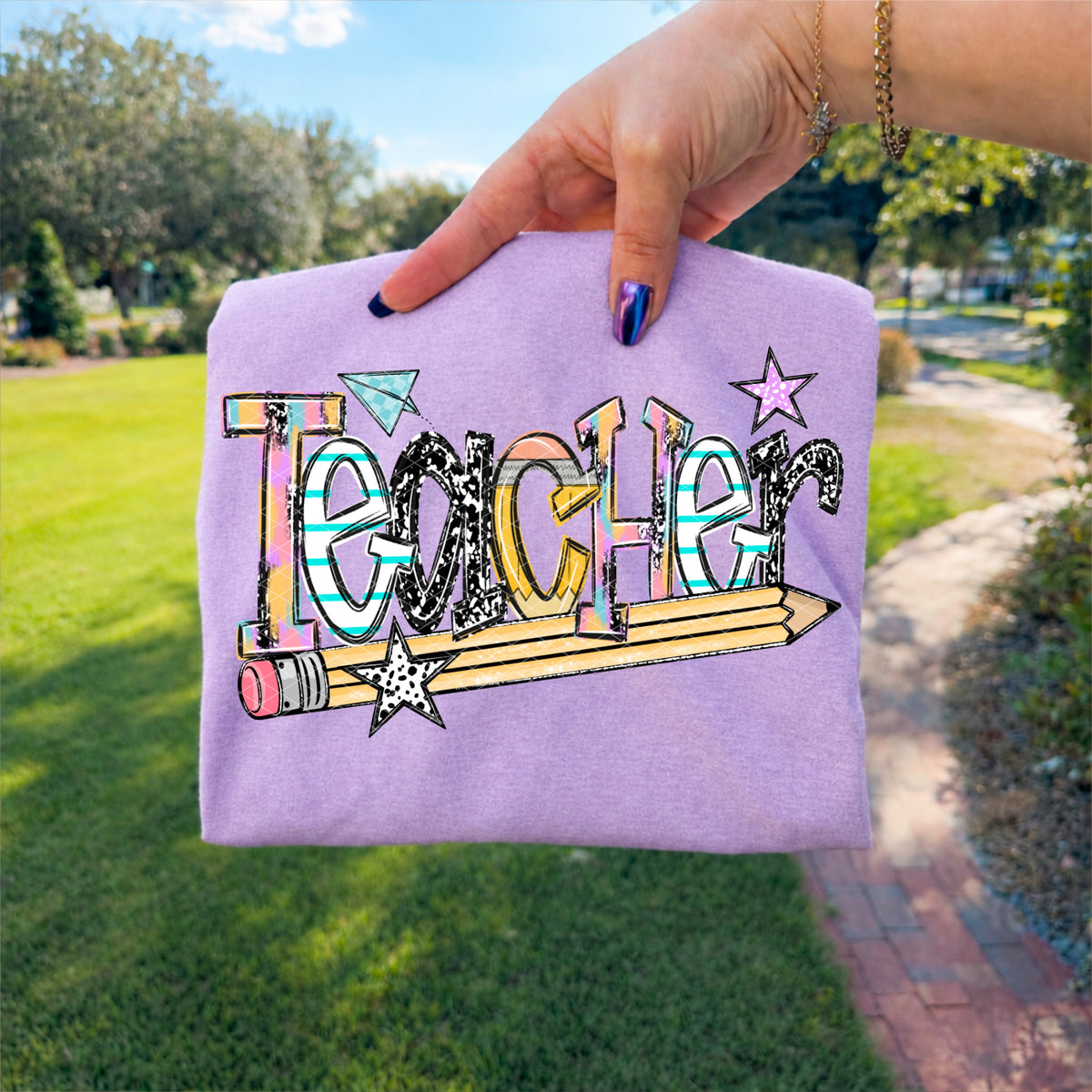Teacher with pencil Sunday Special DTF transfer