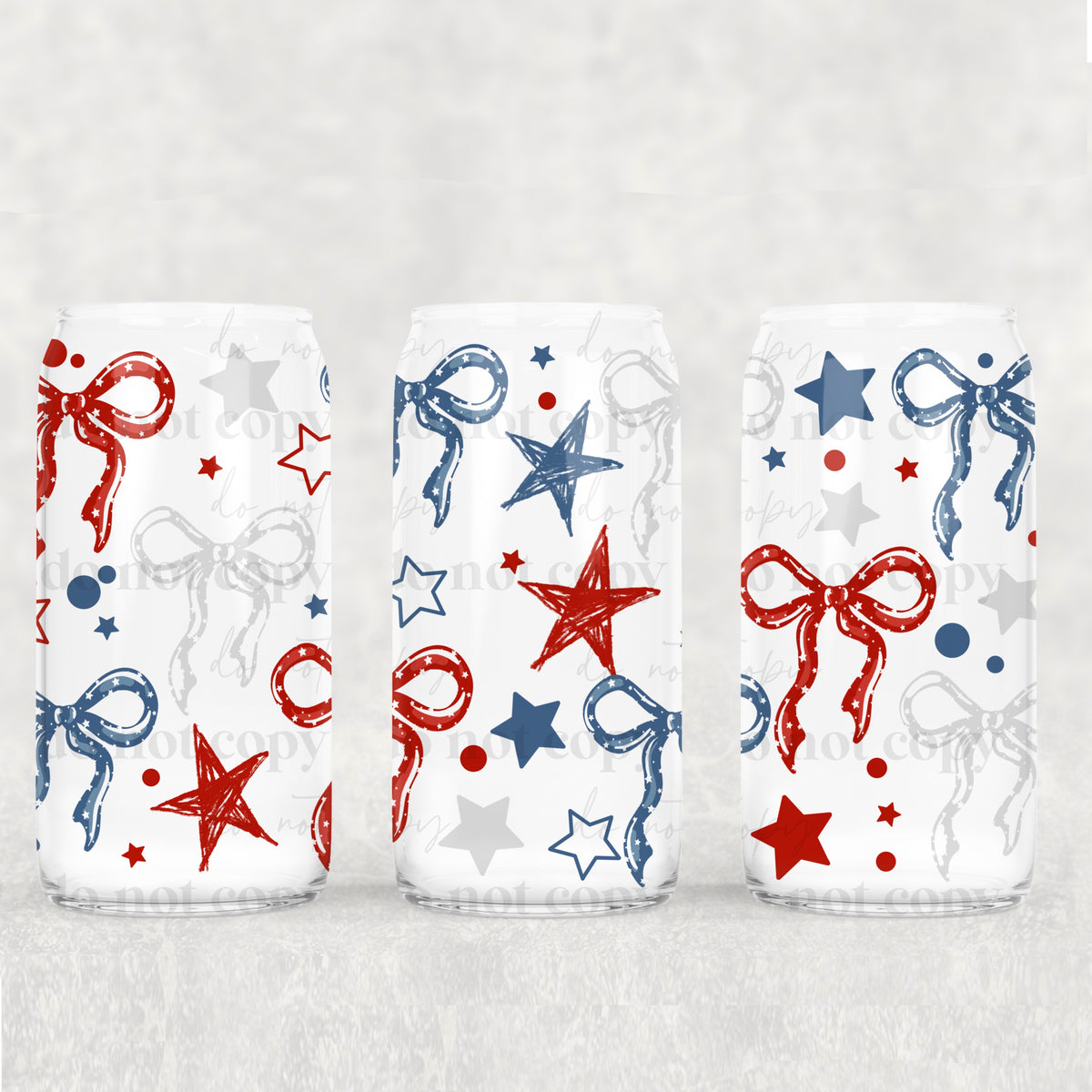 Red white and blue bows (CSC) UV DTF WRAP