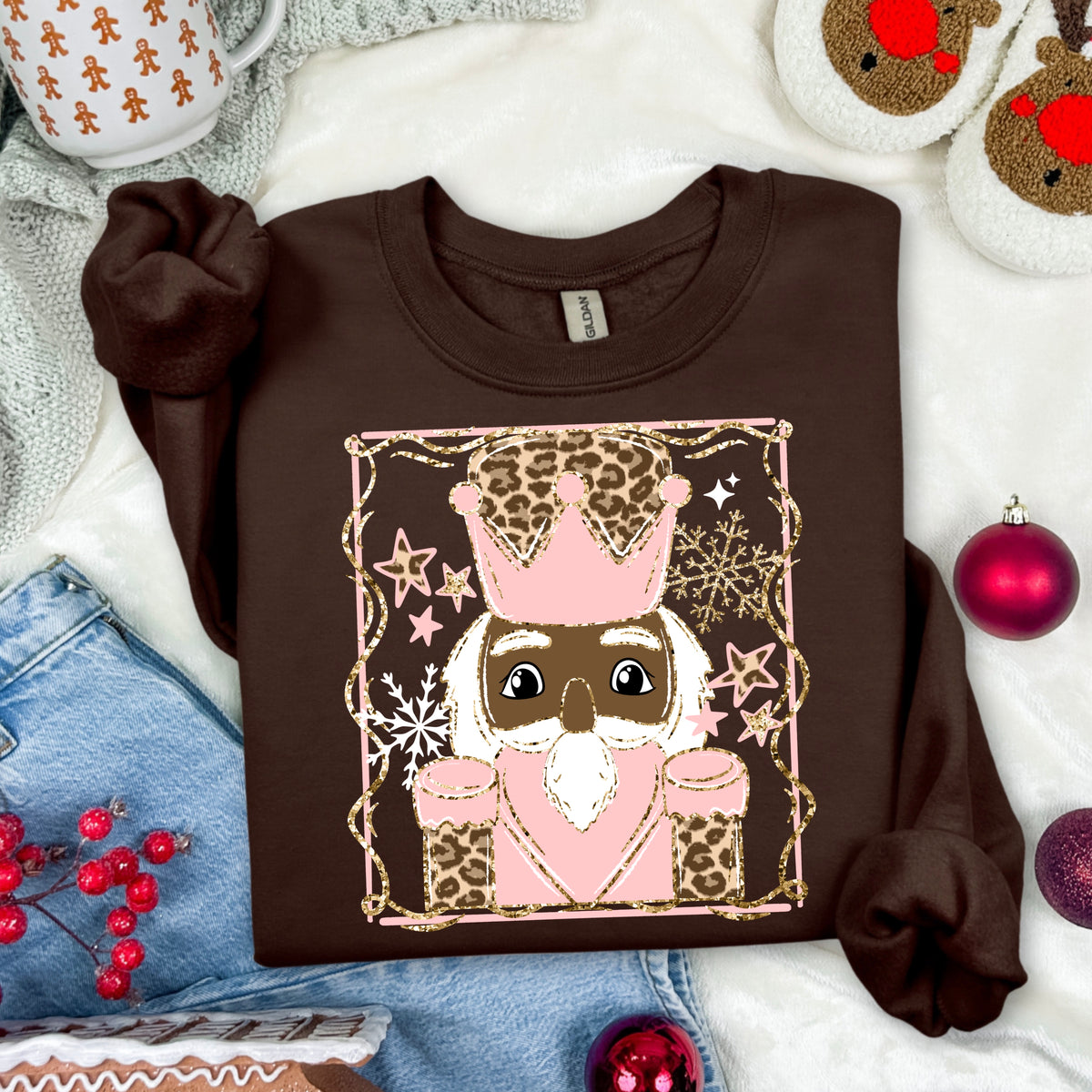 Pink and leopard nutcracker (darker skin tone) (csc) DTF Transfer
