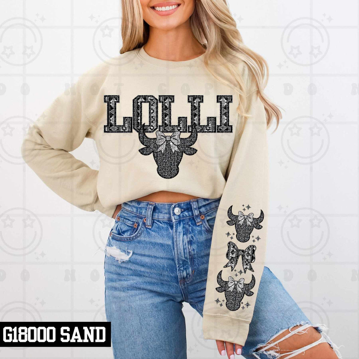 Lolli bull head with bow FRONT (HW) 79228 DTF transfer