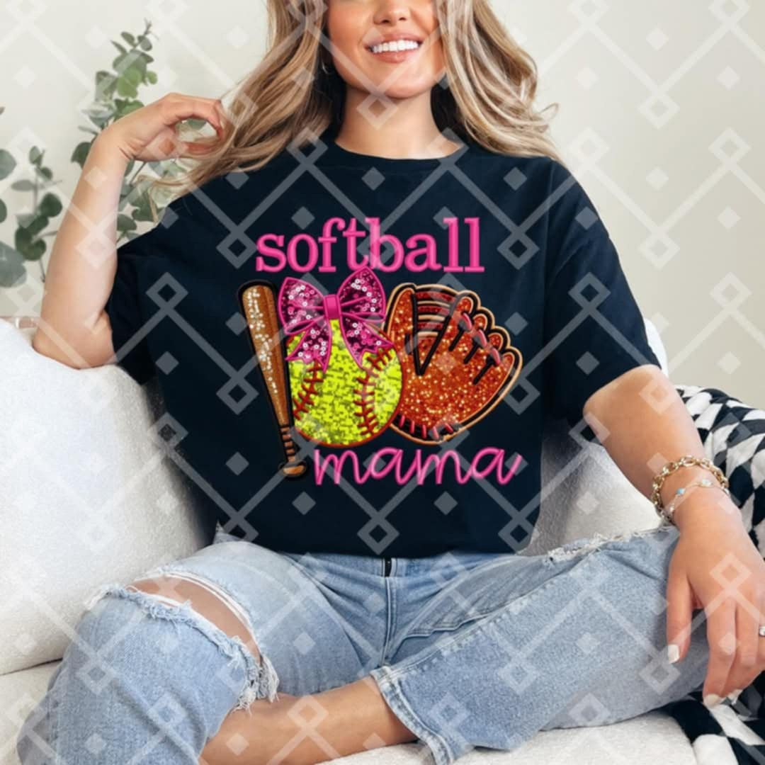 Softball mama bat,ball, and glove (Crafti) 96613 DTF transfer