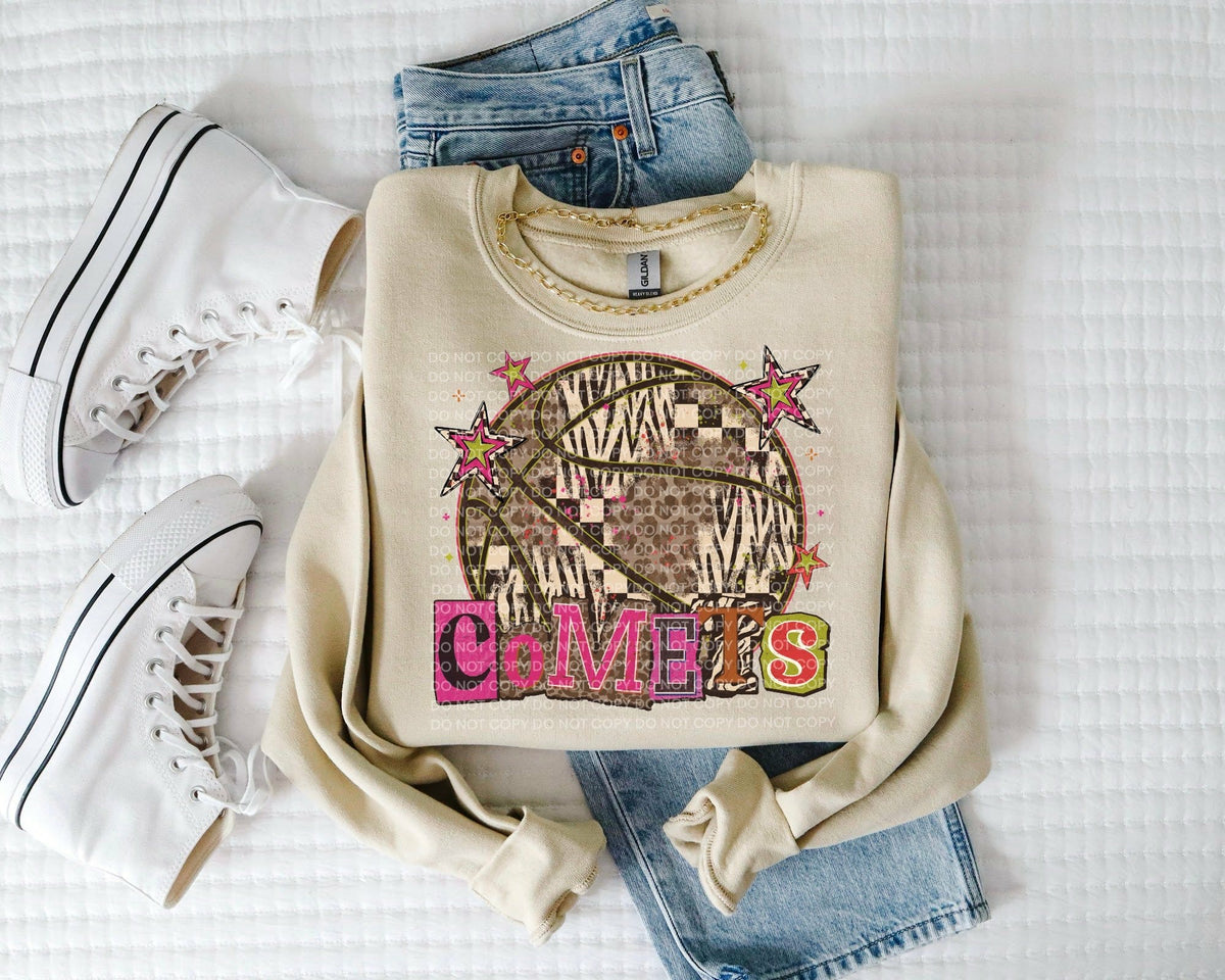 Comets magazine font and basketball (SCG) DTF Transfer