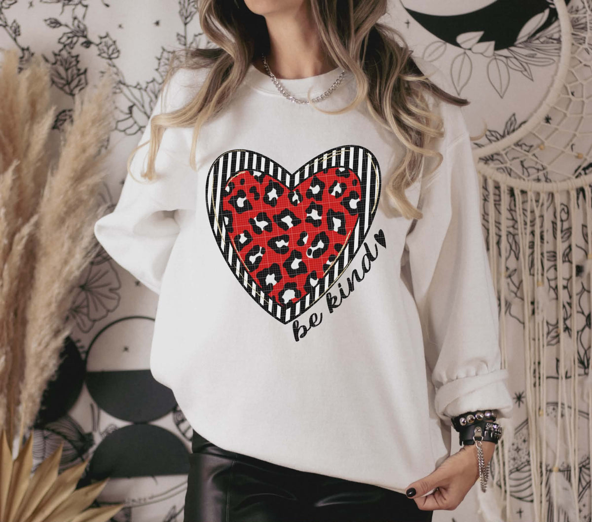 Be Kind red leopard heart (LINDA) DTF Transfer
