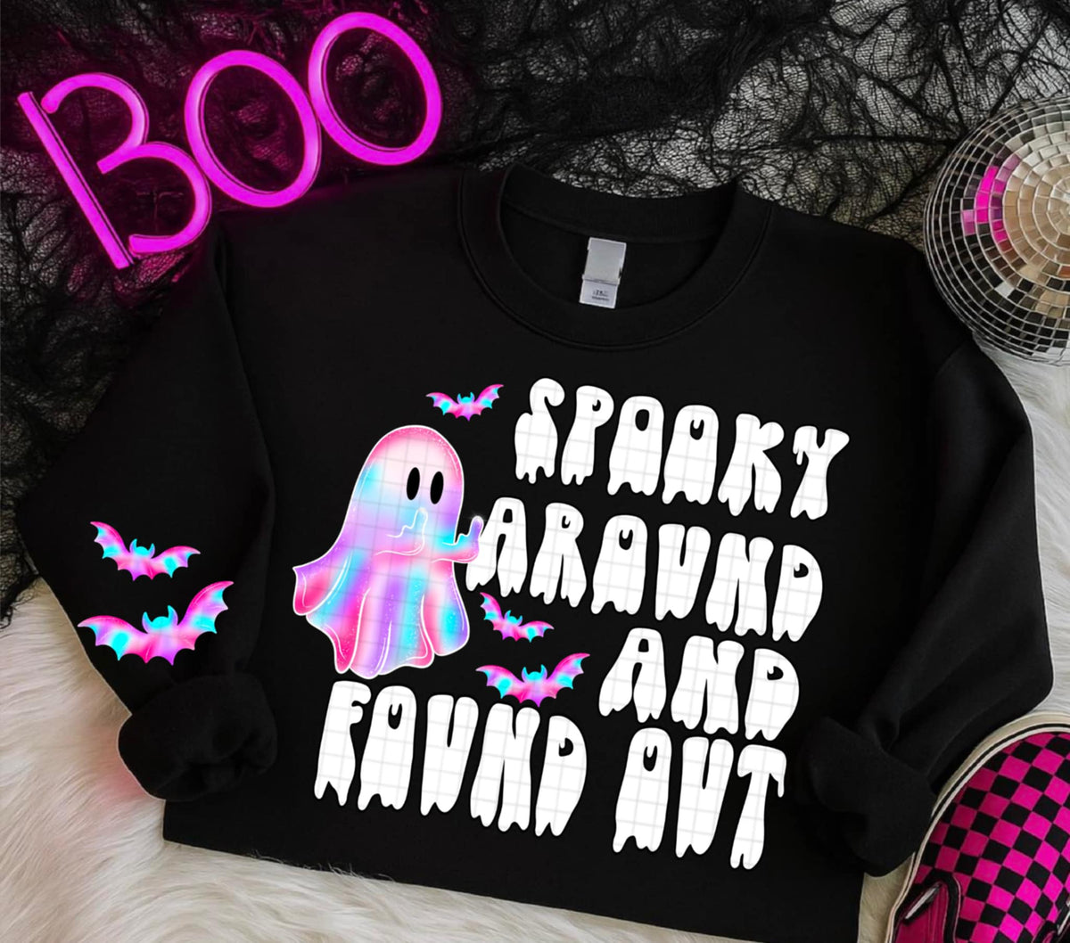 Spooky Around and find out iridescent ghost  (linda) DTF transfer