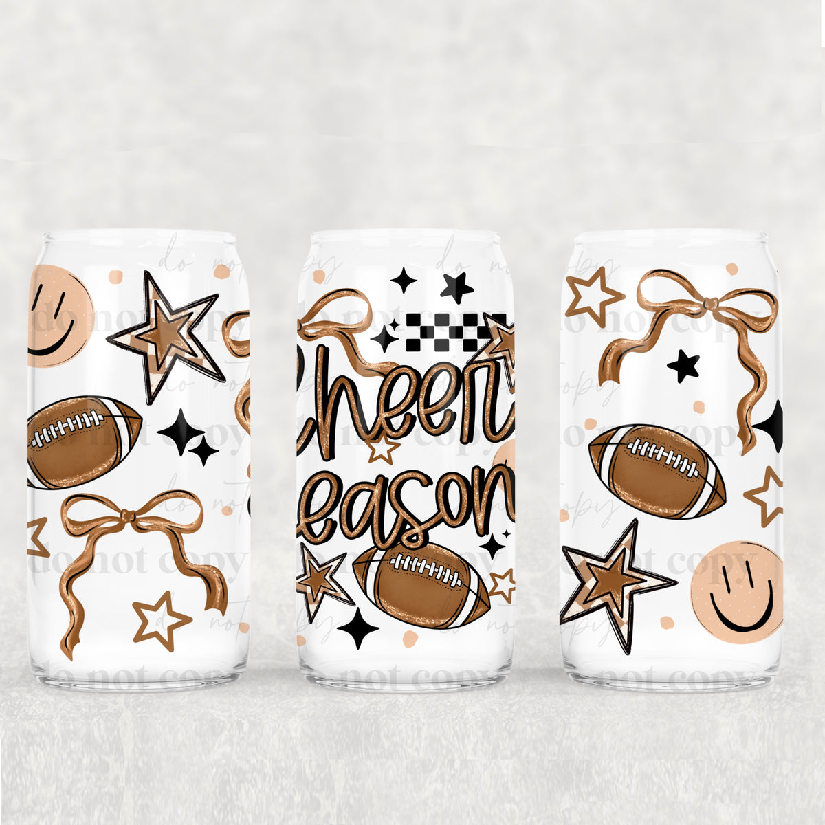 Cheer season football and bow (CSC) UV DTF WRAP