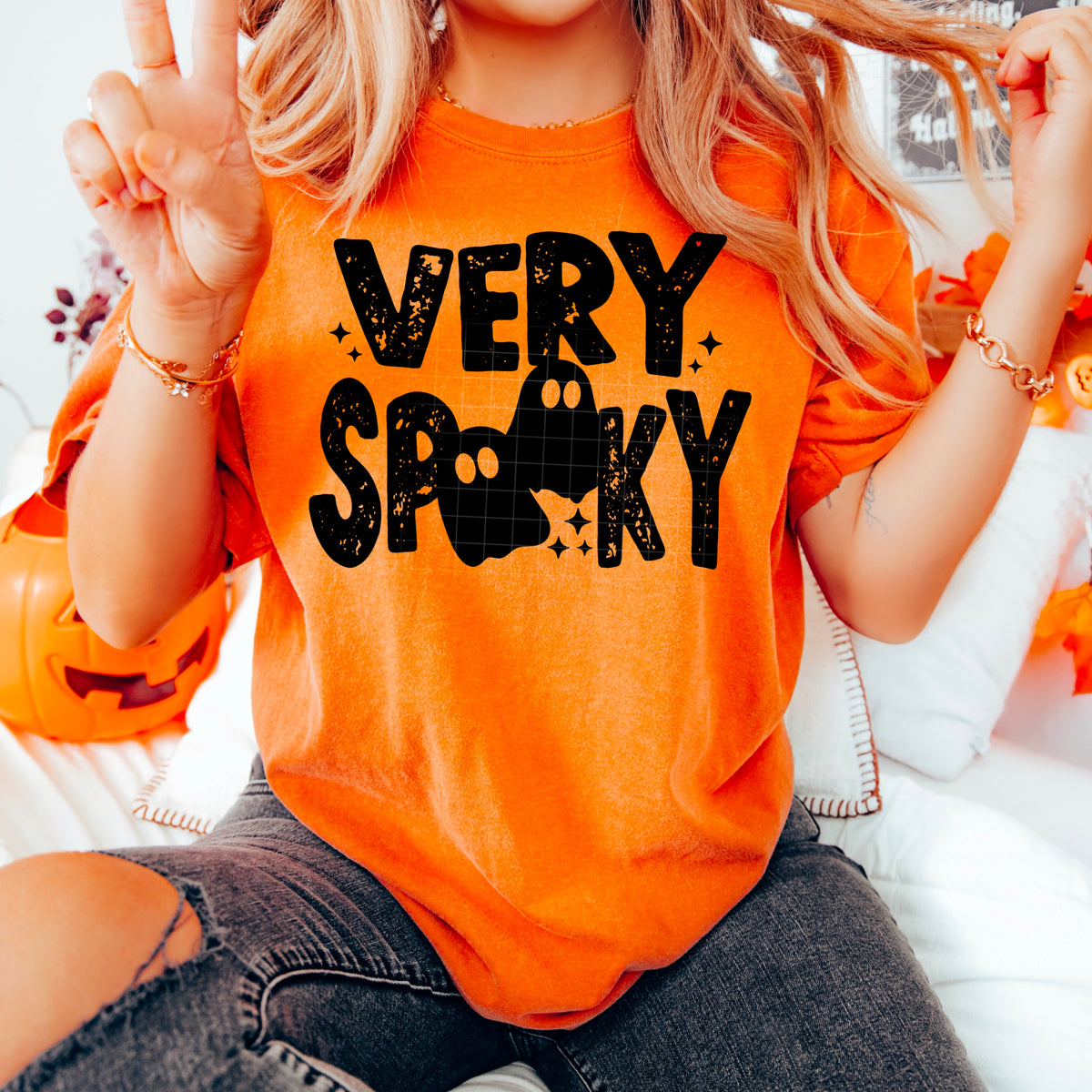 Very Spooky with two ghosts BLACK CSC DTF transfer