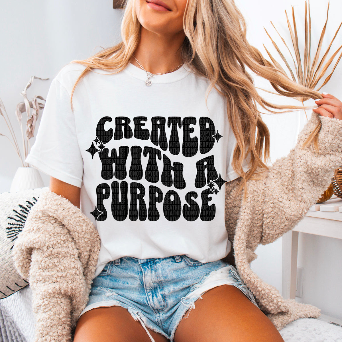 Created with a purpose black font 93593 DTF transfer