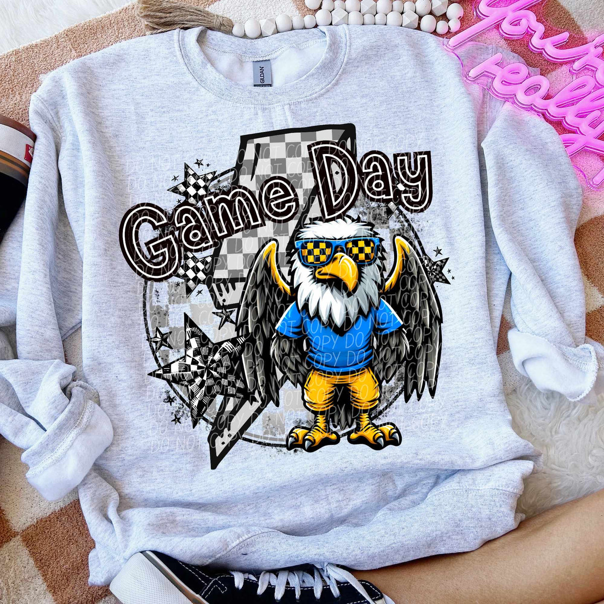 Game day eagle yellow pants lightning bolt (CITY) 52569 DTF transfer