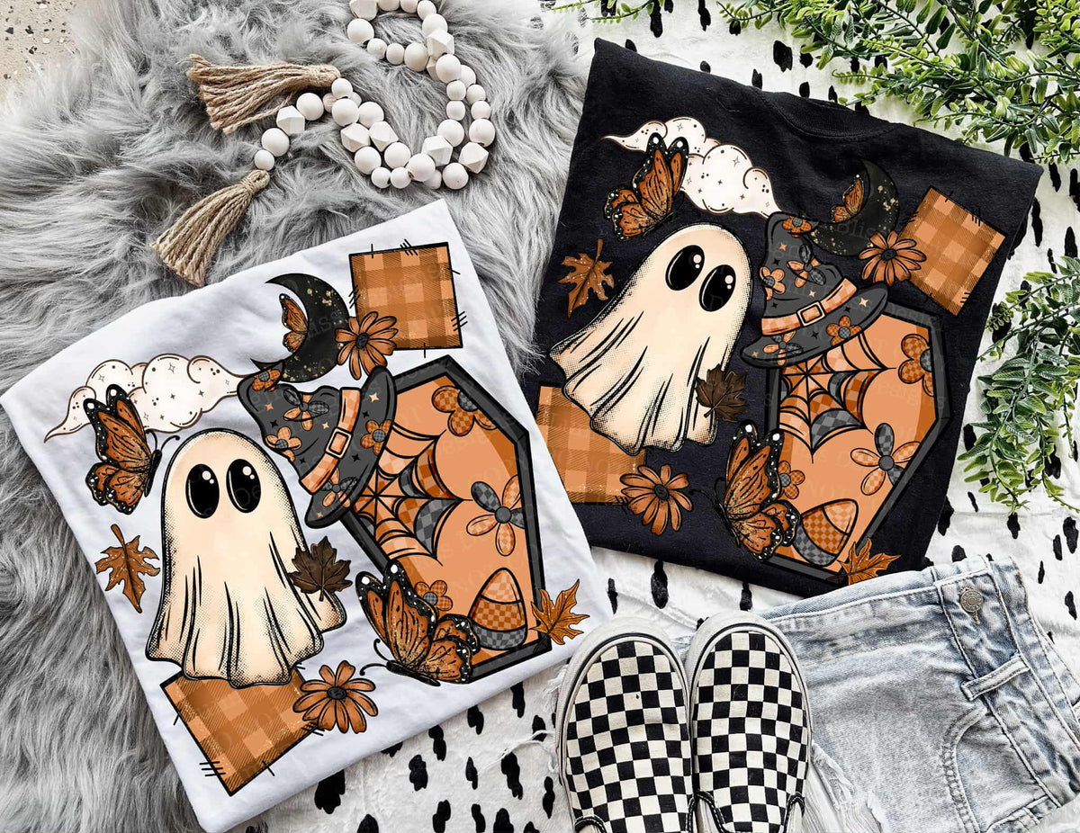 Black and orange Halloween collage LUMI DTF transfer