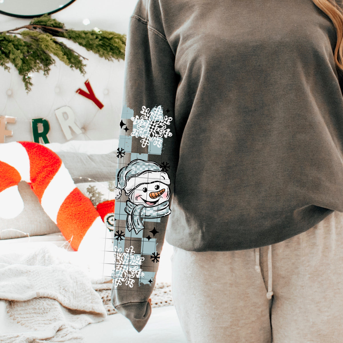 Checker Happy Snowman (SLEEVE) CSC DTF Transfer