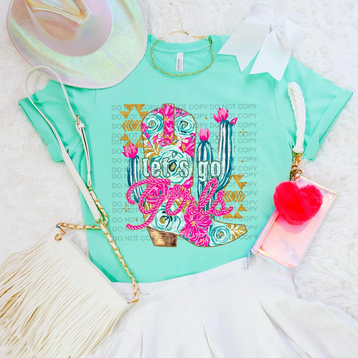 Let’s Go Girls abstract boots SCG DTF transfer