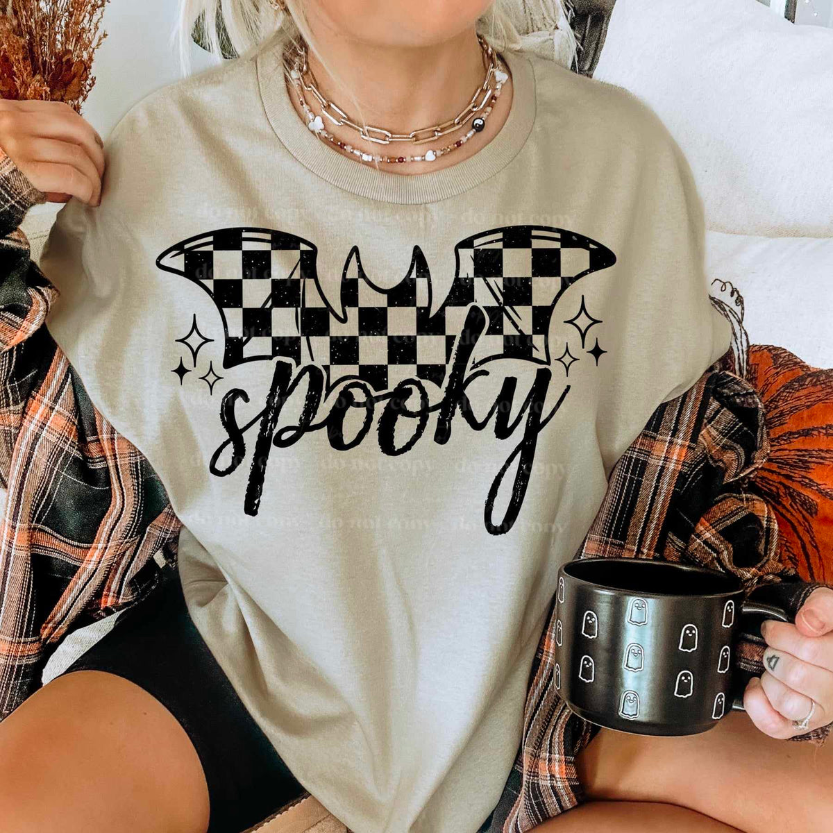 Spooky checkered bat black (CSC) 55159 DTF transfer
