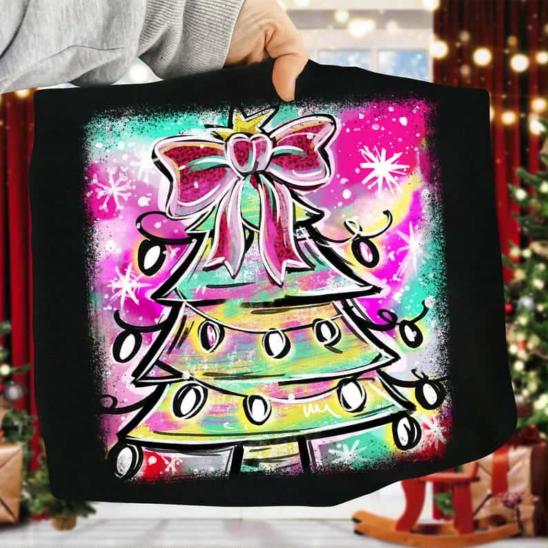 Rainbow Doodle Tree DTF transfer