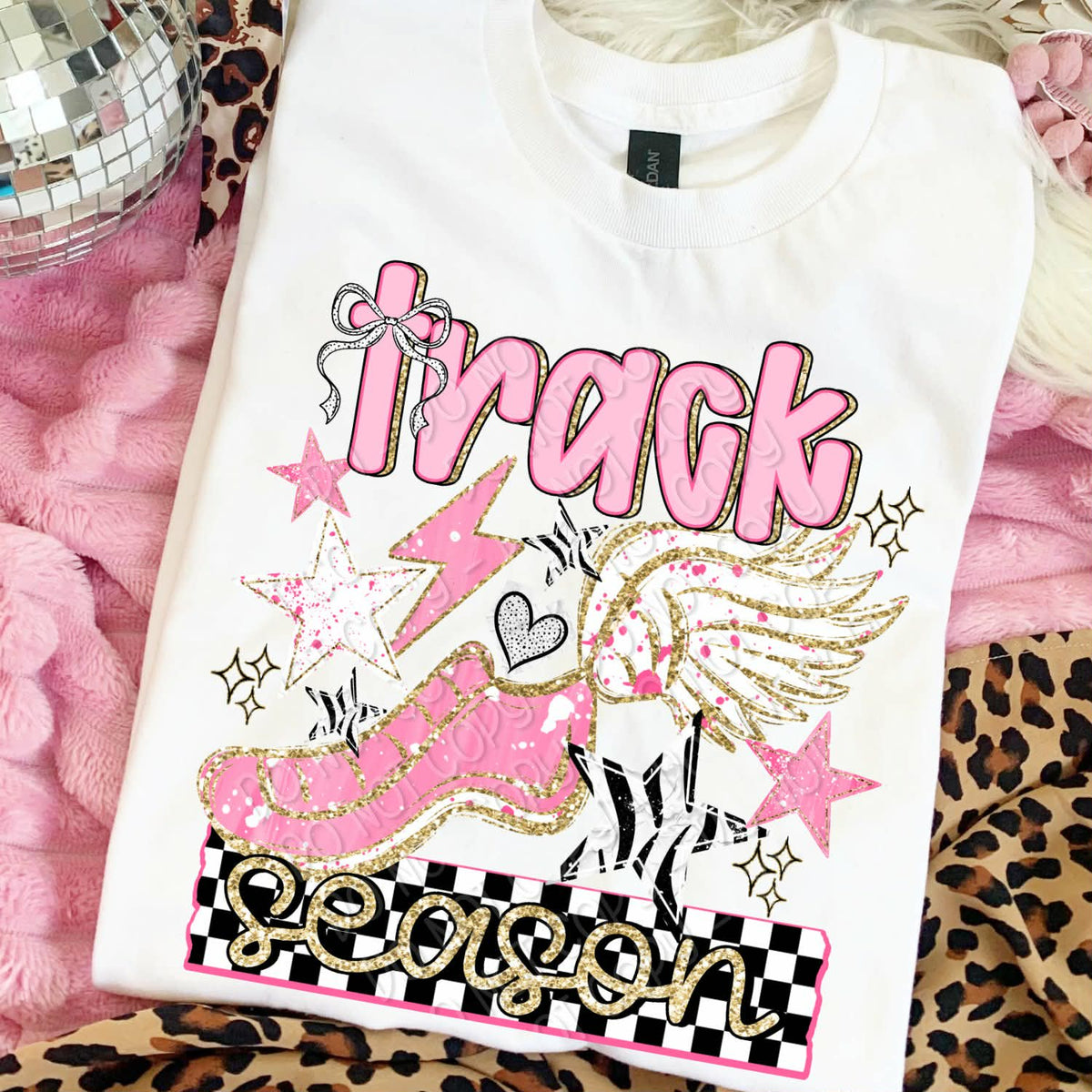 Track season pink with stars (DWS) DTF Transfer