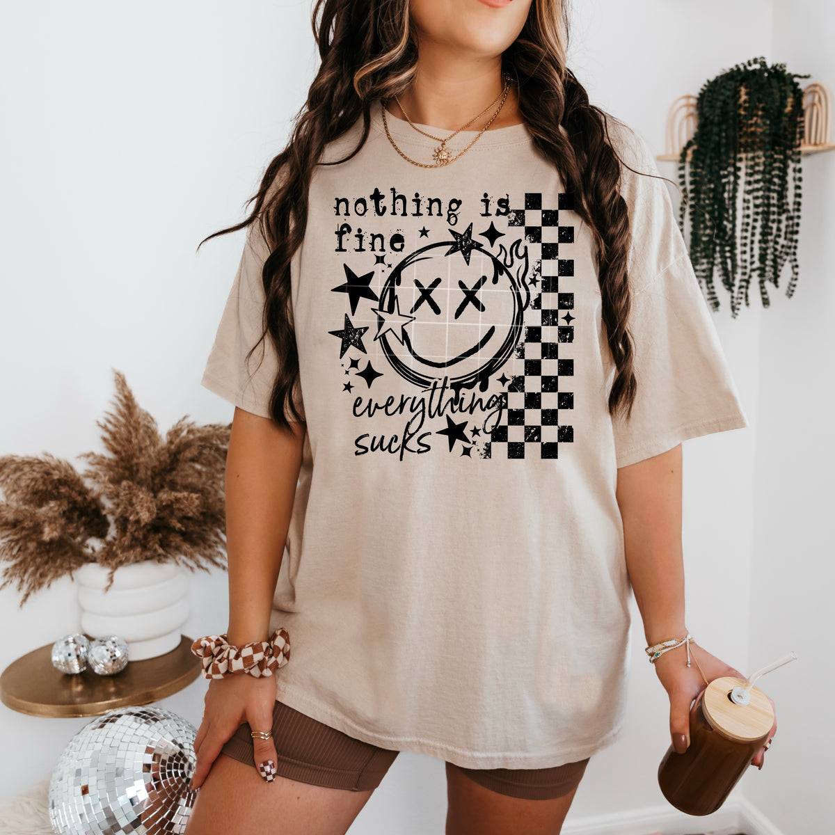 Nothing Is fine smile BLACK (csc) DTF transfer