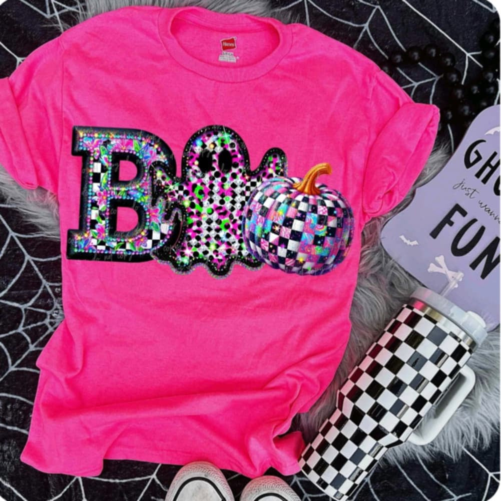 Boo floral checkered 106915 DTF transfer