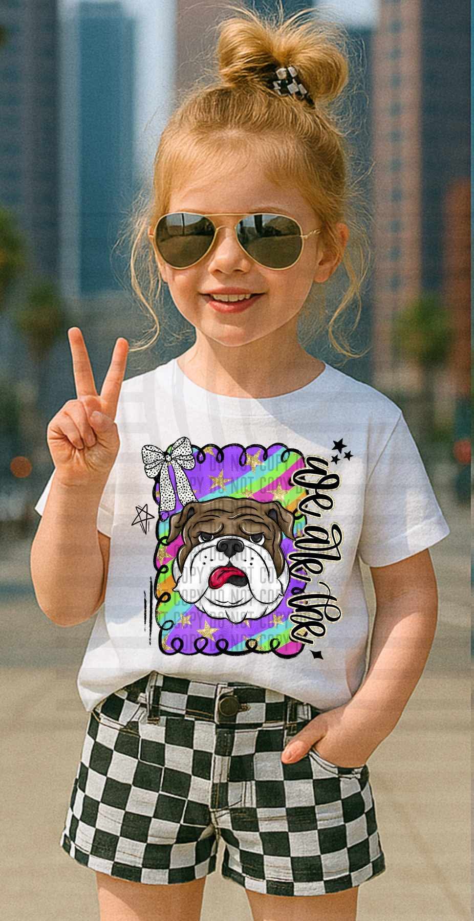 We are the Bulldogs Preppy Swirl Mascots (Caplinger) DTF transfer