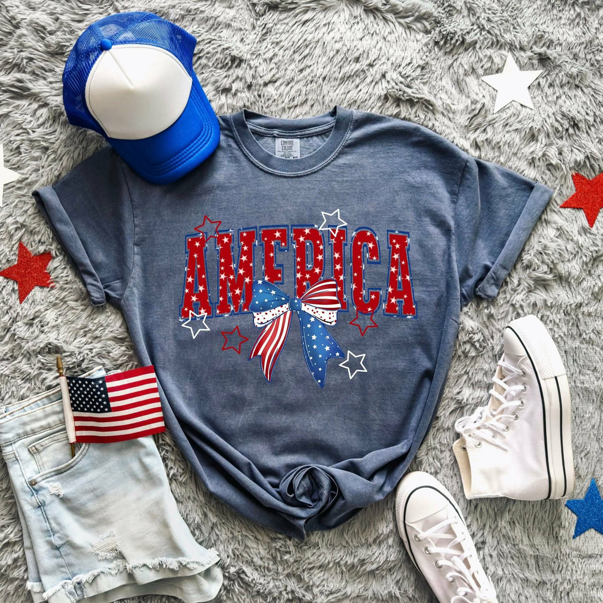 America stars and bow Sunday Special DTF transfer