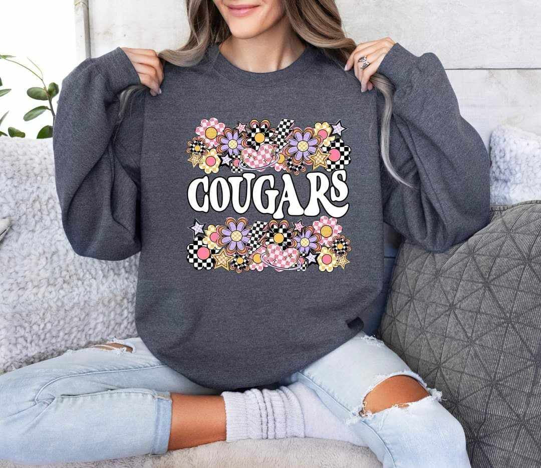 Cougars checkered florals (S&G) 62421 DTF transfer